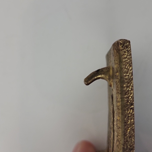 Vintage Belt Buckle SST Wood Turquoise Inlay Brass Modernist Geometric Cowgirl - Picture 7 of 8